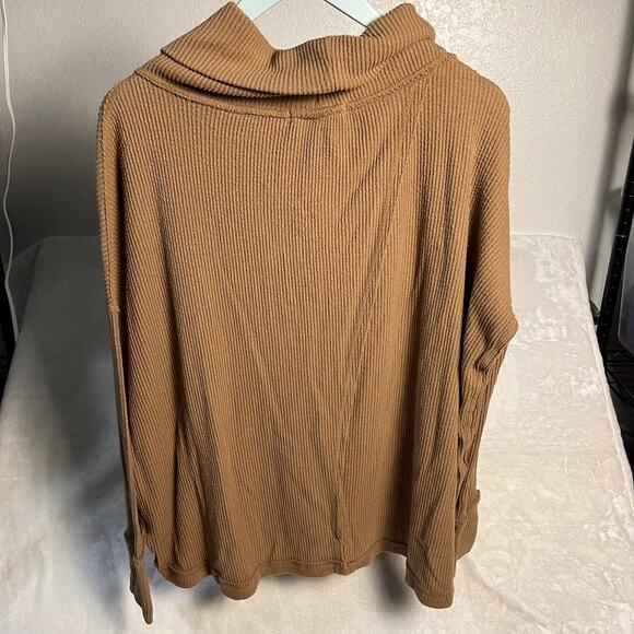 We The Free People Sweater Womens XS Drape Cowlneck Brown Lightweight Whimsy - Picture 2 of 7